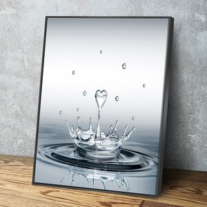 Heart Drop Splash Bathroom Wall Art | Bathroom Wall Decor | Bathroom Canvas Art Prints | Canvas Wall Art