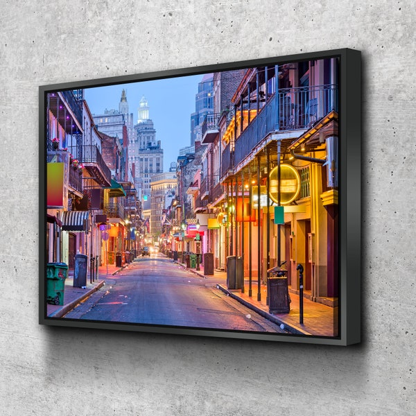 Bourbon Street at Night New Orleans Canvas Wall Art | Famous Places Art Living Room Wall Art