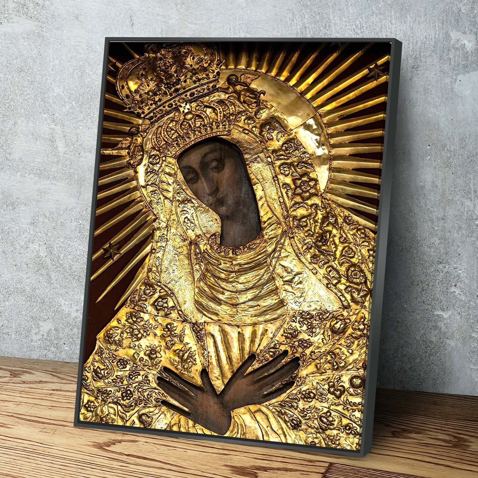 Catholic Art Bookmarker, Virgin Mary Bookmark, Gold Cross Diamond Art  Bookmark, Diamond Painting of the Virgin Mary, Our Lady of Grace 