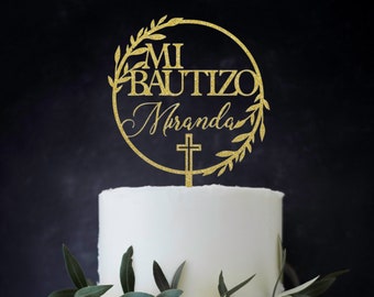 Mi Bautizo Personalized Cake Topper, Custom Christening Cake Topper, Baptism Cake Topper