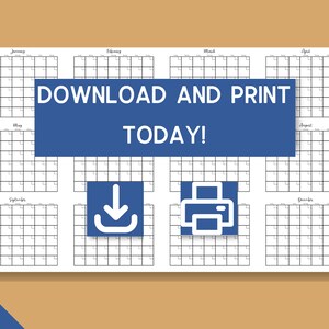 Blank Calendar, Digital Download, Printable Calendar, Letter Size, A4 ...