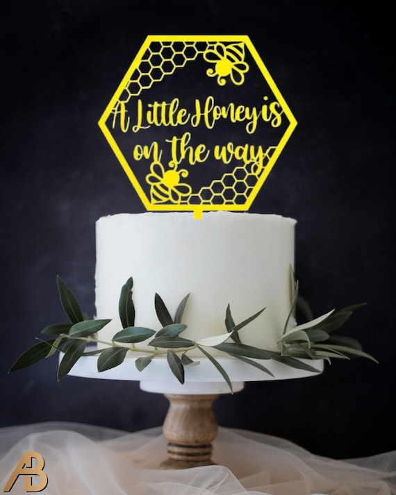 "A Little Honey Is On The Way" Cake Topper | Honey Theme Baby Shower Decoration | Birthday Party Decor