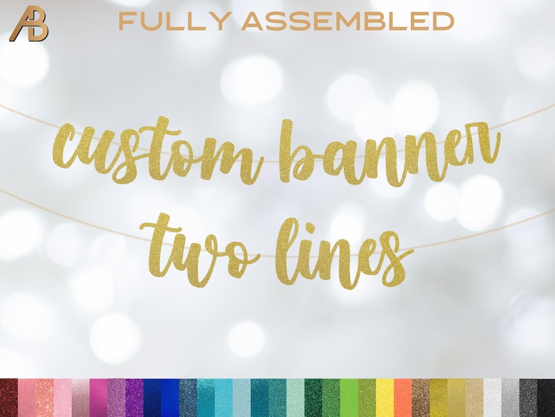 Custom Two Line Banner, Custom Party Decorations, Custom Birthday Banner, Bridal Shower Banner, Engagement Party Banner, Custom Event Banner image 1