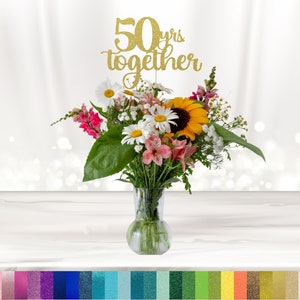 Centro de mesa 50 años juntos, decoración de mesa para fiestas, palito para centro de mesa, adornos, adorno para tarta, decoración de mesa, aniversario imagen 1