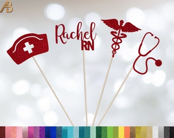 Nurse Graduation Centerpiece, Nurse Graduation Decorations, Nurse Graduation Party Table Décor, Custom, Centerpiece, 4 Sticks, Any Specialty