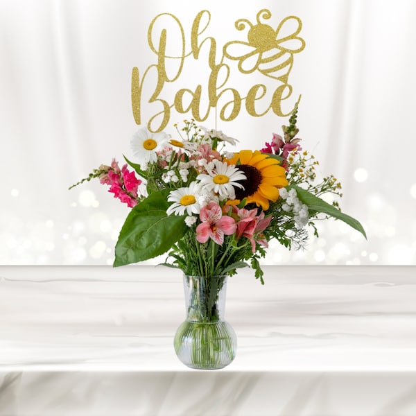 Oh Babee centerpiece stick, Bee Baby Shower decorations, Glitter, Baby Shower, Centerpiece, Pregnancy, Bee theme party decorations, Oh baby