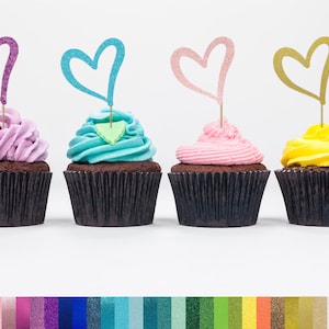 Heart Cupcake Toppers, Personalized Cupcake Toppers, Heart shape cupcake toppers, Birthday Cupcake Toppers, Heart Picks, Heart Food Picks