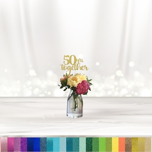 Centro de mesa 50 años juntos, decoración de mesa para fiestas, palito para centro de mesa, adornos, adorno para tarta, decoración de mesa, aniversario imagen 2