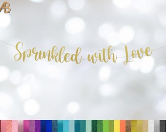 Sprinkled With Love Burlap Baby Shower Banner - Rustic Handmade Party Decoration For Baby Birthday, Photo Backdrop