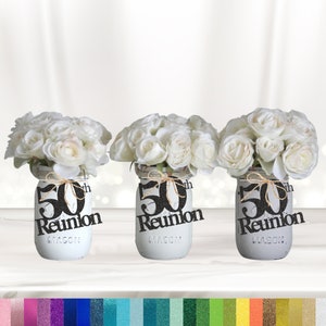 50th Reunion Mason Jar Tags, Class Reunion Centerpiece, Party Table Décor, tags, High School Reunion, College Reunion, Cutouts, Decoration