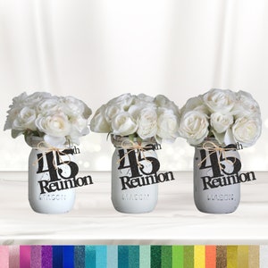 45th Reunion Mason Jar Tags, Class Reunion Centerpiece, Party Table Décor, tags, High School Reunion, College Reunion, Cutouts, Decoration