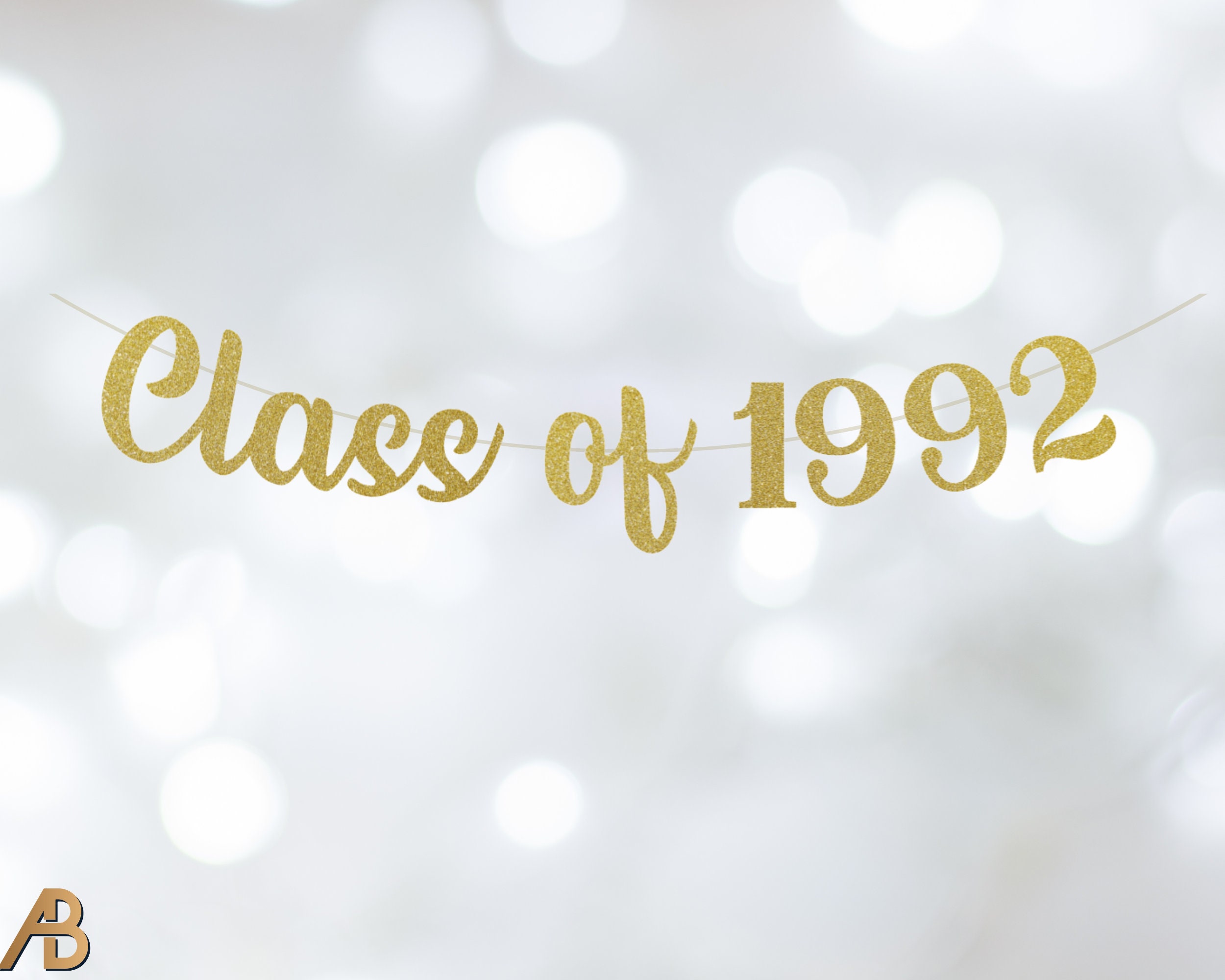 Class of 1992 Banner, Class Reunion, Party Decorations, Custom Banner, School Reunion, Glitter Banner, Decoration, Pre-strung - Choose Color