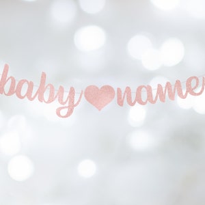 Baby Name Banner, Baby Shower Banner, Baby Shower Decorations, Pregnancy Banner, Baby Announcement Banner, Glitter, It's a girl, Pre-Strung