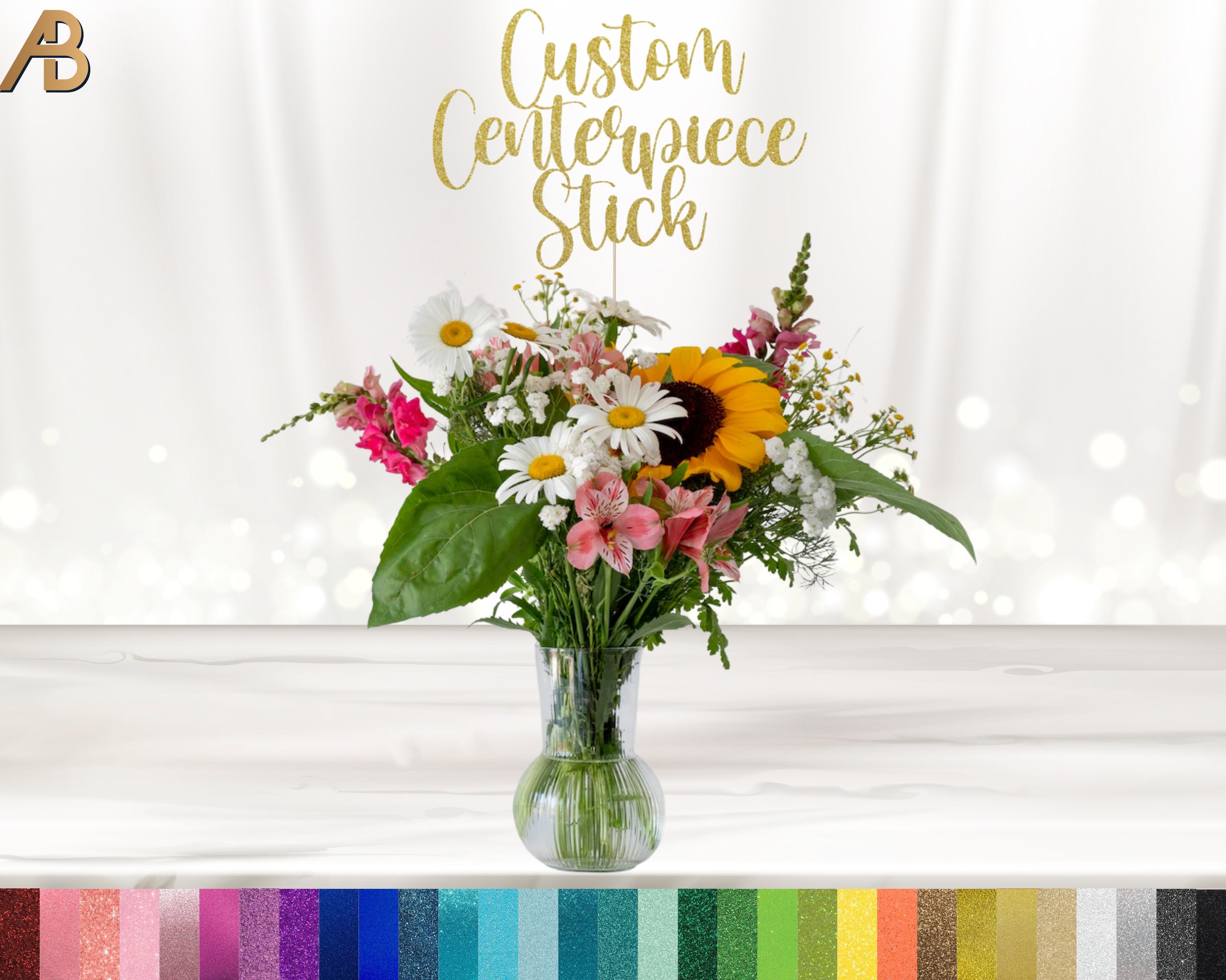 Custom Centerpiece Stick, Personalized Centerpiece, Picks, Party Decoration, Flower Topper, Party Table Décor, Cutouts, up to 3 lines