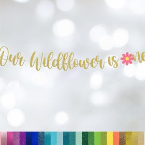 Our Wildflower is One banner, 1st Birthday Banner, Baby&#39;s 1st birthday, Wildflower theme birthday, flower theme birthday banner