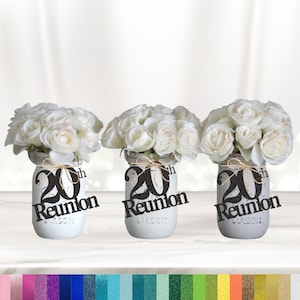 20th Reunion Mason Jar Tags, Class Reunion Centerpiece, Party Table Décor, tags, High School Reunion, College Reunion, Cutouts, Decoration