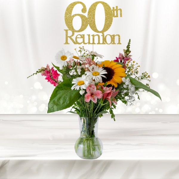 60th Reunion, Class Reunion Centerpiece, Class Reunion, Party Table Décor, Centerpiece Sticks, High School Reunion, Cutouts, Decoration