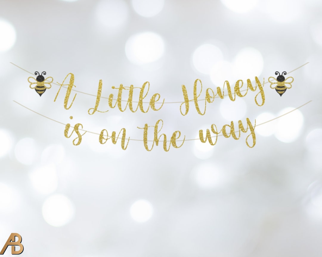 Baby Party Aufkleber Bienen Design - "A Little Honey Bee Is On The Way"