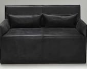 2er-Sofa, Ledersofa schwarz modernes Wohnzimmersofa Premiumqualität Melora