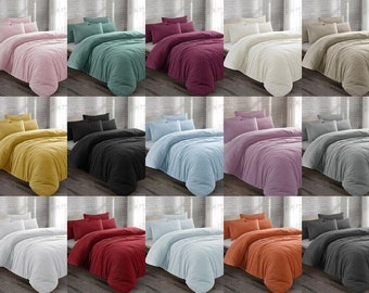 Teddy Fleece Duvet Cover Quilt Bedding Set with Pillow Case Thermal Warm Cosy