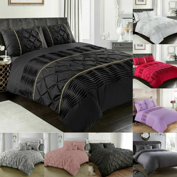 Luxury Duvet Cover Set Double Super King Size Bedding Quilt Bed Black Red White