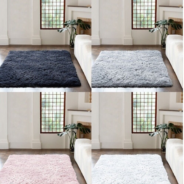 Fluffy Rugs Large Shaggy Rug Bedroom Living Room Anti Slip Soft Carpet Floor Mat