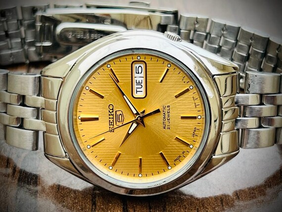 Seiko 5 Automatic 21 Jewels Gold Dial 7S26-03V0 37mm Mens - Etsy