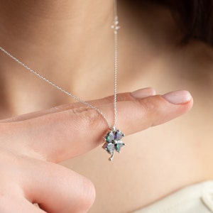 Four Leaf Clover Charm Necklace for Luck and Style, 925 Sterling Silver, Green Flower Necklace, Bridesmaid Gift,Mother&#39;s Day Gift