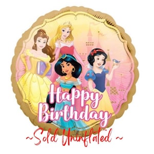Uninflated 18″ Princess Birthday Foil Balloon – Disney Princess Design – Helium or Air Fill – Kids Party Decoration