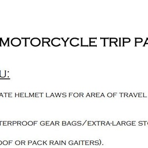 Footwear Checklist.pdf Motorcycle Packing List - Etsy UK