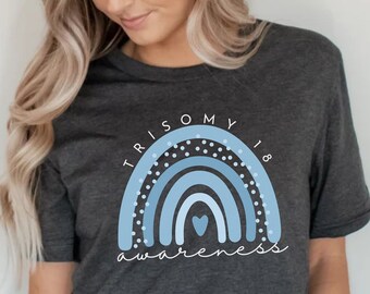 T-shirt de sensibilisation à la trisomie 18 : arc-en-ciel du syndrome d'Edwards