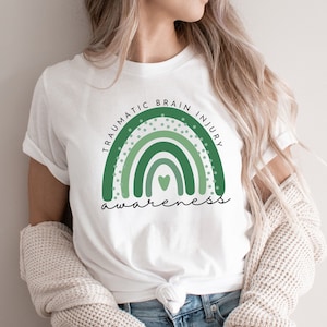 TBI Awareness Shirt: Green Rainbow, Traumatic Brain Injury Warrior