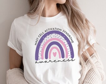 MCAS Awareness Shirt: Soft Ringspun Cotton, Rainbow Design