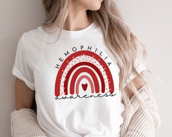 Hemophilia Awareness Shirt: Red Rainbow Graphic Tee