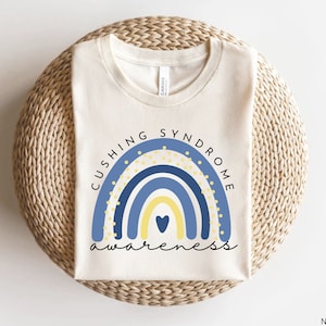 Cushing Syndrome Awareness Shirt: Blue & Yellow Rainbow