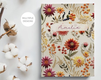 Custom Text Hardcover Journal: Wildflower Gratitude Notebook