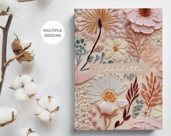 Wildflower Hardcover Personalized Journal, Customized Notebook for Women
