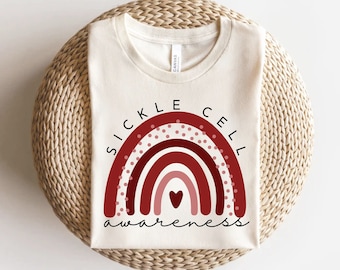 Sickle Cell Awareness T-Shirt: Support Squad Rainbow Design
