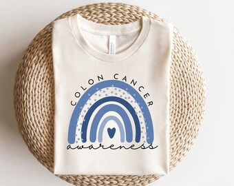 Colon Cancer Awareness Shirt: Blue Rainbow, March Awareness Month