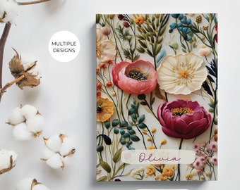 Wildflower Personalized Hardcover Journal: Custom Floral Name Notebook
