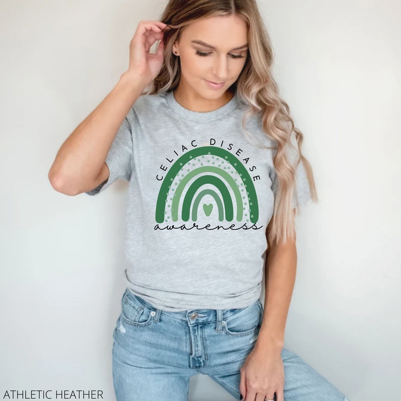 Celiac Disease Awareness Shirt: Green Rainbow, Unisex Bella Canvas bild 3