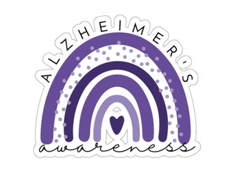 Alzheimer's Awareness Sticker: Purple Rainbow Vinyl Decal