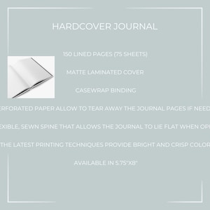 Peut inclure: Un journal &agrave; couverture rigide avec une couverture lamin&eacute;e mate et 150 pages lign&eacute;es (75 feuilles). Le journal a une reliure enveloppe et une reliure cousue flexible qui lui permet de rester &agrave; plat lorsqu'il est ouvert. Le journal est disponible en 14.6 cm x 20.3 cm.