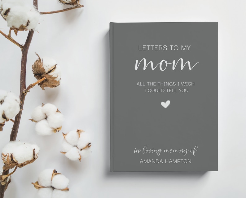 Peut inclure: Journal &agrave; couverture rigide gris avec le texte "Lettres &agrave; ma maman" et "Tout ce que j'aimerais te dire" en lettres blanches. Un petit c&oelig;ur blanc se trouve sous le texte. Le bas du journal indique "en souvenir affectueux d'Amanda Hampton".
