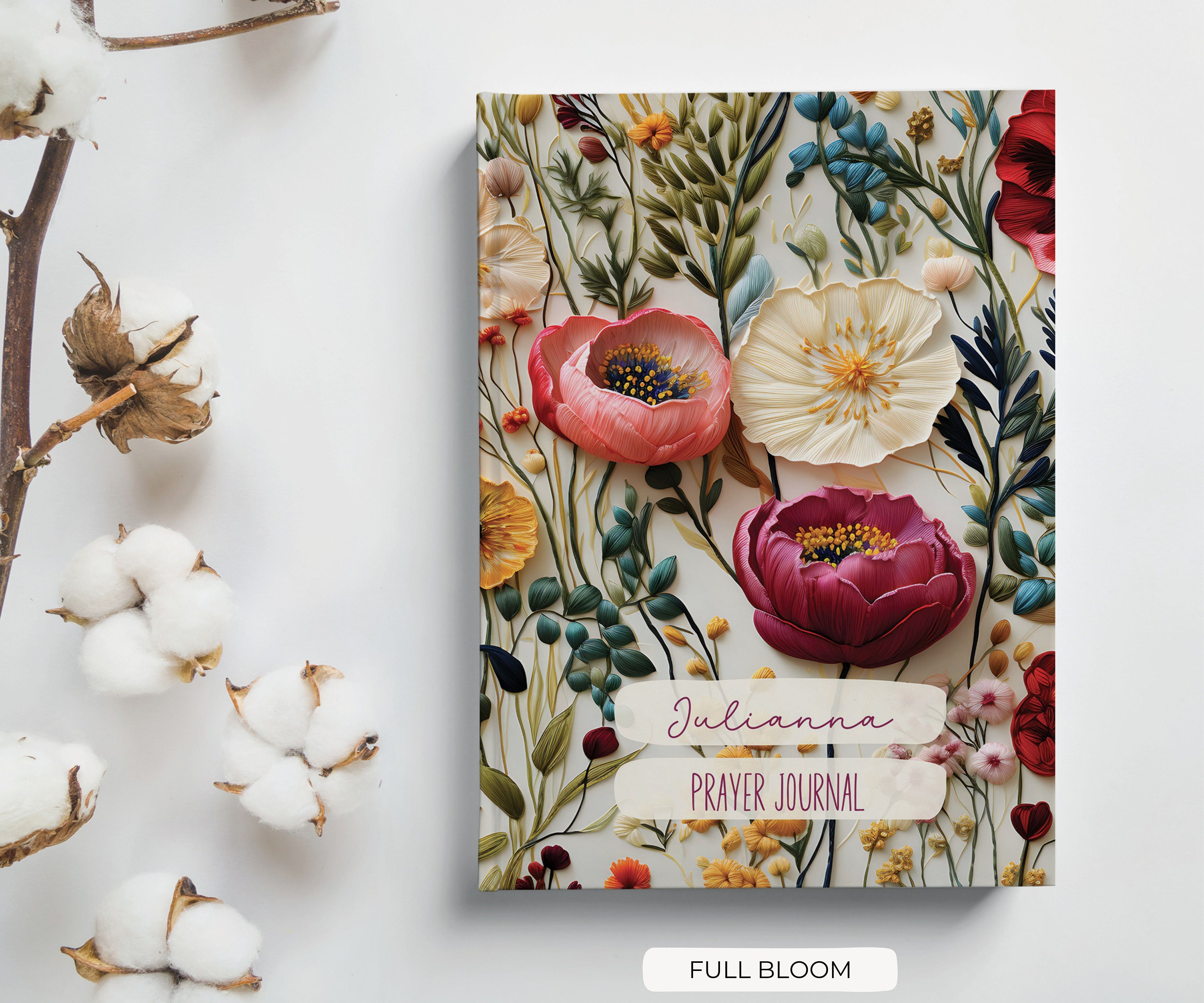 Personalized Prayer Journal For Christian Women, Custom Floral Prayer Journal for Christian Mom Grandma, Christian Gift Journal for Teenager