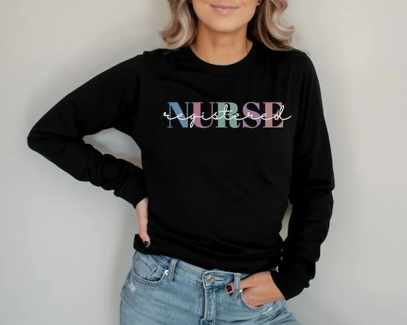 RN Long Sleeve Shirt: Registered Nurse Tee, Nursing School Gift