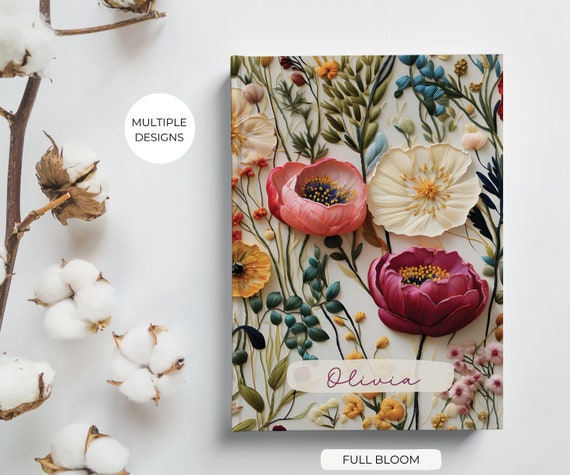 Wildflower Personalized Hardcover Journal: Custom Floral Name Notebook