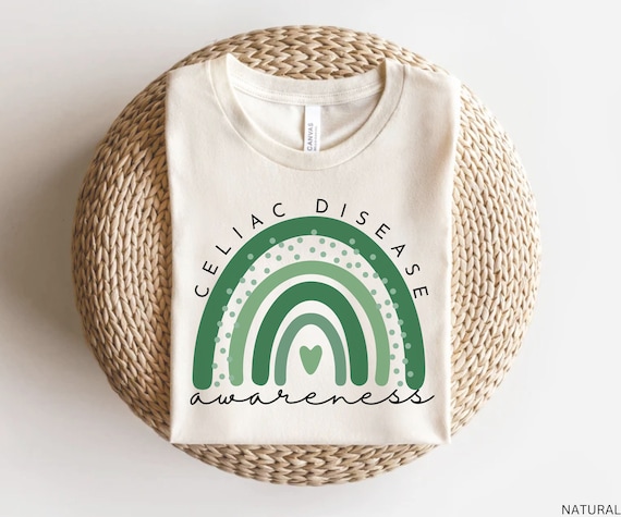 Celiac Disease Awareness Shirt: Green Rainbow, Unisex Bella Canvas