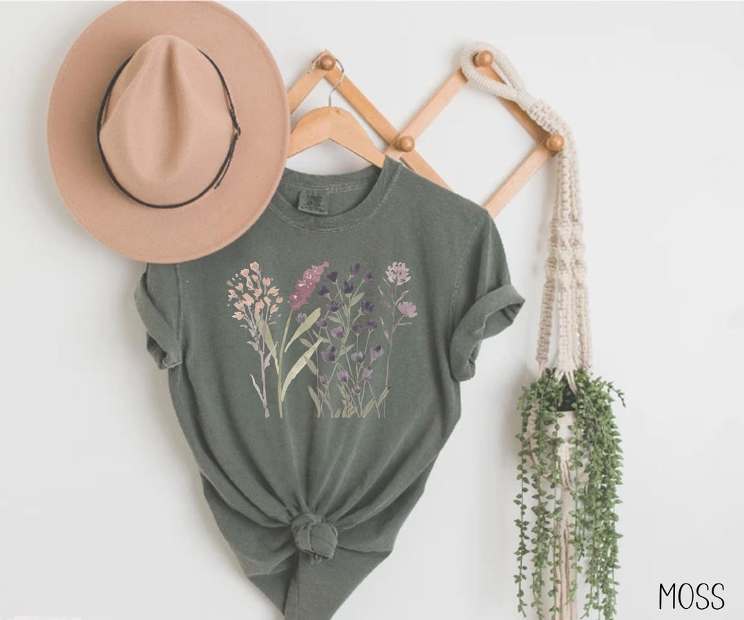 Wildflower Watercolor Shirt: Vintage Botanical Comfort Colors Tee - Etsy