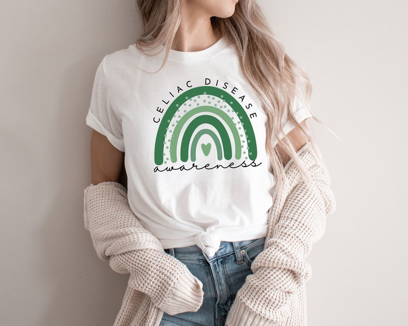 Celiac Disease Awareness Shirt: Green Rainbow, Unisex Bella Canvas bild 2